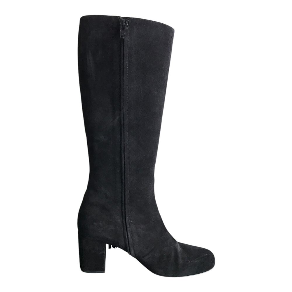 Saint Laurent Paris Black Suede Fringe Knee High Block‎ Heel Boots 40 YSL - Picture 7 of 8